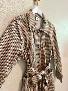 ☀️ NWOT CAbi Sherlock Belted Houndstooth Trench Coat